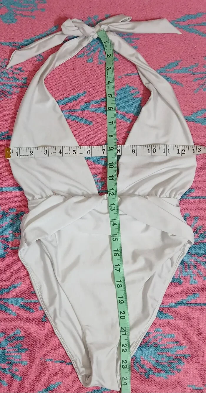 Tularosa womens small one piece halter neck swimsuit white nylon high cut